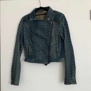 Textured free people denim jacket